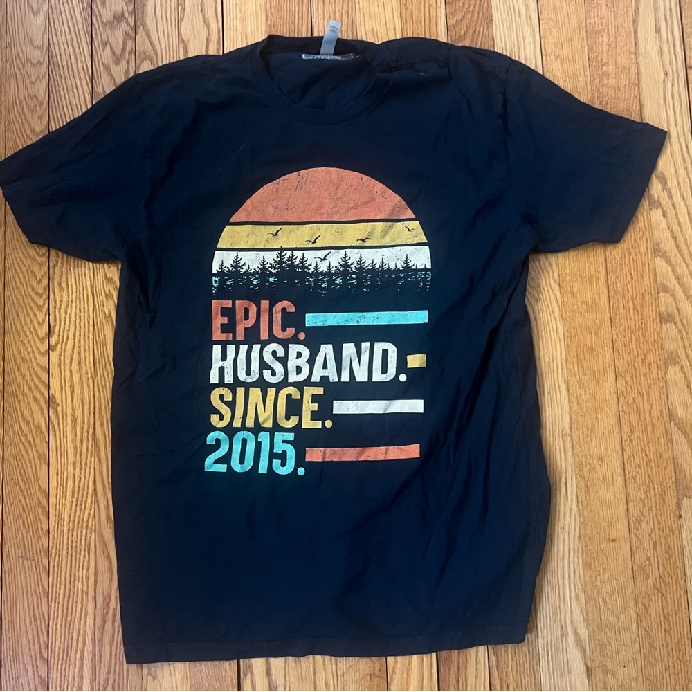Next Level Apparel Epic Husband Since 2015 T Shirt Mens XL Black Graphic Tee